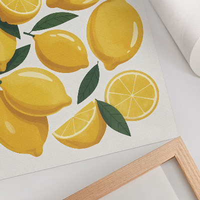 Poster Gyllene citroner gröna blad ljus bakgrund ingen rörelse