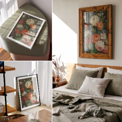 Dekorativ väggaffisch Färgglada blommor i klassisk målningsstil