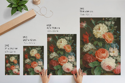 Dekorativ väggaffisch Färgglada blommor i klassisk målningsstil