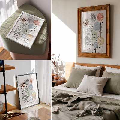 Poster Färgglada geometriska blommor på en ljus bakgrund