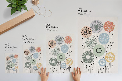 Poster Färgglada geometriska blommor på en ljus bakgrund