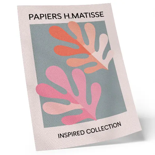 Affisch geometriska löv inspirerade av Matisse i färgglada toner