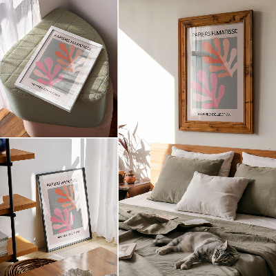 Affisch Geometriska löv inspirerade av Matisse färgglada