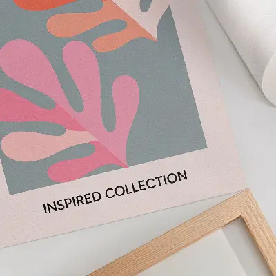 Affisch geometriska löv inspirerade av Matisse i färgglada toner
