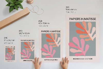 Affisch Geometriska löv inspirerade av Matisse färgglada