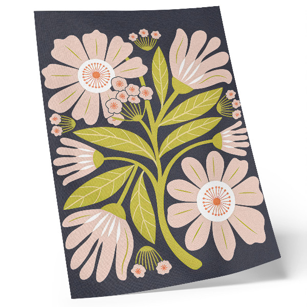Dekorativ väggaffisch Retro blommotiv utan krångel