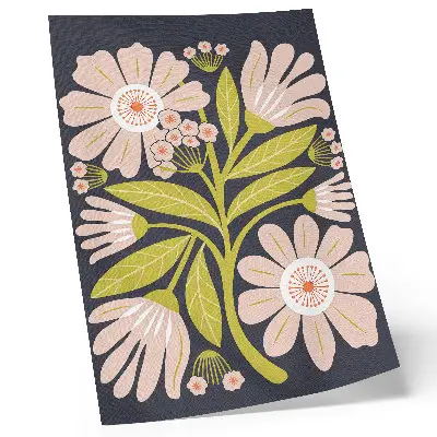 Väggaffisch med blommotiv retrodesign utan ram