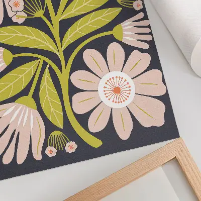 Väggaffisch med blommotiv retrodesign utan ram