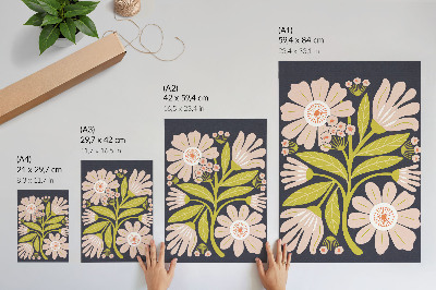 Dekorativ väggaffisch Retro blommotiv utan krångel