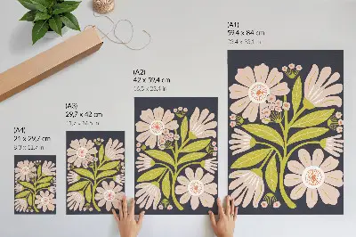 Väggaffisch med blommotiv retrodesign utan ram