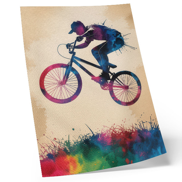 Poster Cyklist dynamiska färger modern action