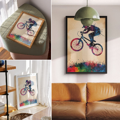 Poster Cyklist dynamiska färger modern action