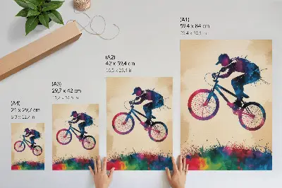 Poster cyklist med dynamiska färger och modern action