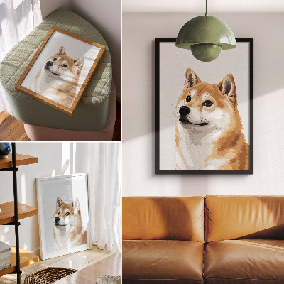 Affisch En distinkt hund i beige och krämfärger, minimalistisk