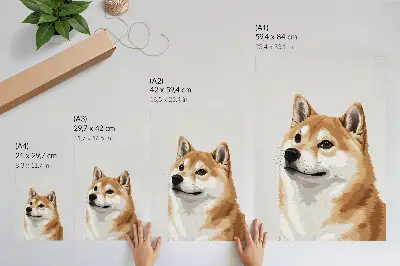 Affisch minimalistisk hund i beige och krämfärger