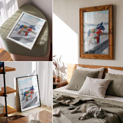 Hållbar väggposter Färgglada hästfigurer, skandinavisk stil
