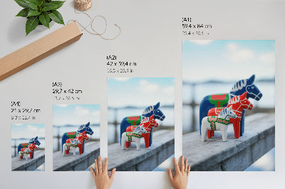 Hållbar väggposter Färgglada hästfigurer, skandinavisk stil