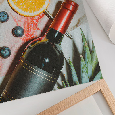 Hållbar väggposter Färgglada frukter och rött vin på en ljus bakgrund