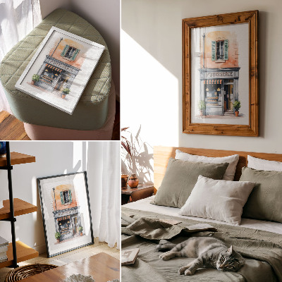 Hållbar väggposter Retro bageri med pastellfärgade väggar