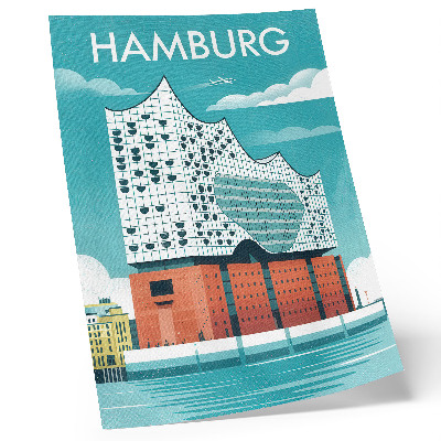 Affisch Modern arkitektur i blått och moln