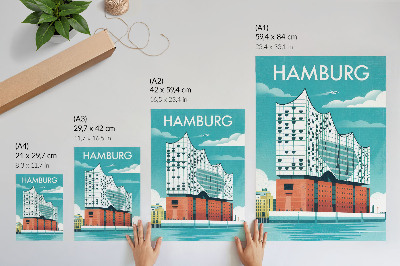 Affisch Modern arkitektur i blått och moln