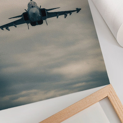 Hållbar väggposter Monokrom jaktplan under flygning, dynamisk ram