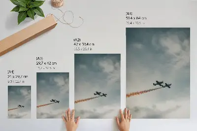 Väggposter två plan i himlen med minimalistisk design