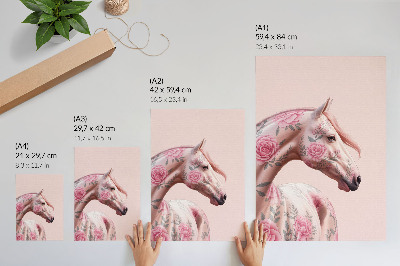 Hållbar väggposter Häst med blommor romantisk elegans modernitet