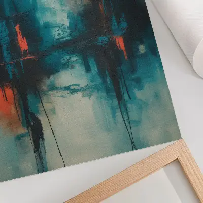 Väggaffisch abstraktion i turkosa toner med dynamiska kontraster