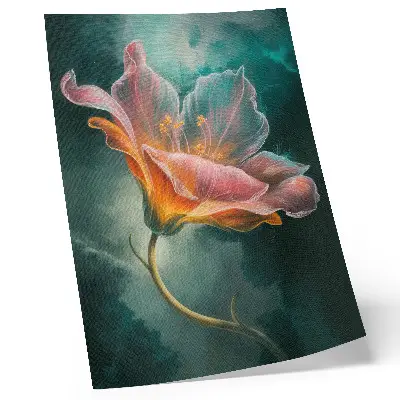 Hållbar väggposter färgglad surrealistisk blomma med turkos bakgrund