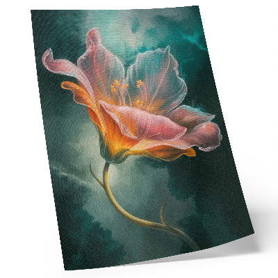 Hållbar väggposter Färgglad surrealistisk blomma turkos bakgrund