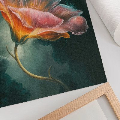 Hållbar väggposter Färgglad surrealistisk blomma turkos bakgrund