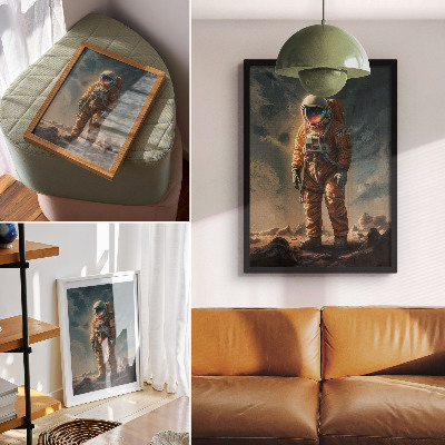 Affisch Astronaut på en främmande planet natthimlen