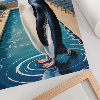 Hållbar väggposter Pingvinpool palmer havsavkoppling