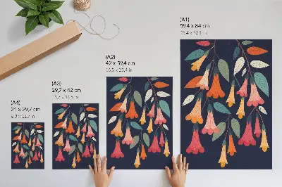 Poster med grafiskt motiv av färgglada blommor och blad