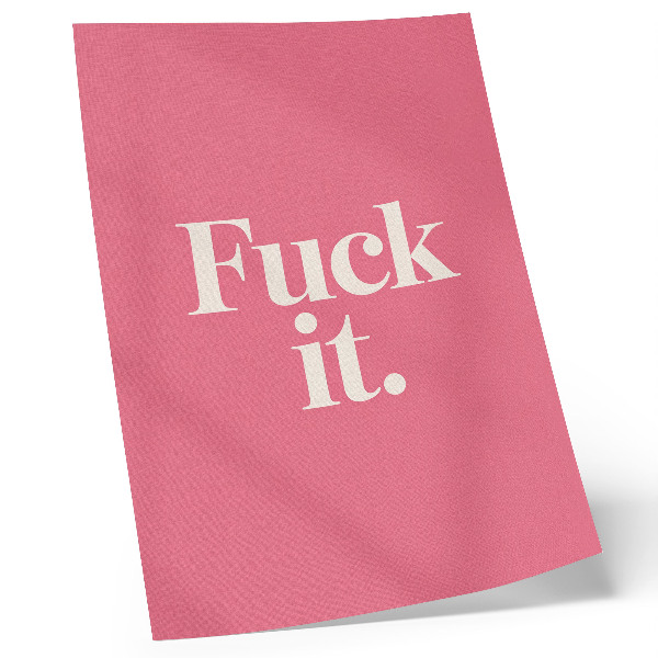 Hållbar väggposter Rosa bakgrund vita bokstäver modern stil