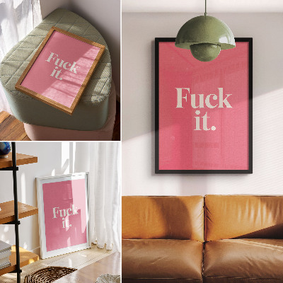 Hållbar väggposter Rosa bakgrund vita bokstäver modern stil