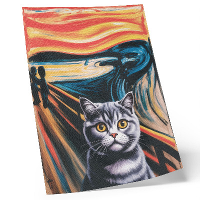 Affisch En katt mot bakgrund av ett uttrycksfullt landskap
