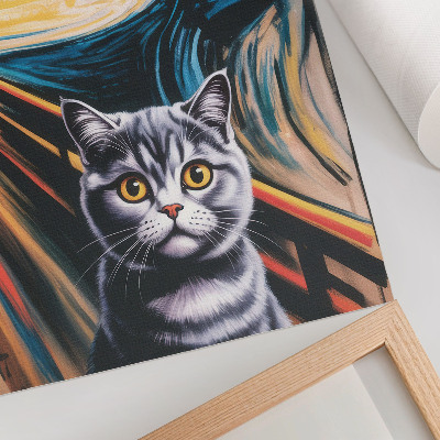 Affisch En katt mot bakgrund av ett uttrycksfullt landskap