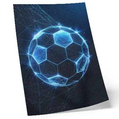 Hållbar väggposter med digitala geometriska linjer och ljus i form av bollar