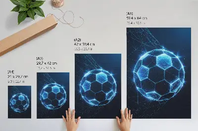 Hållbar väggposter med digitala geometriska linjer och ljus i form av bollar