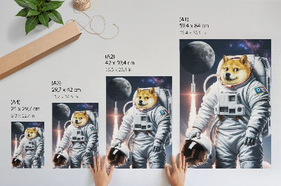 Poster Hund i rymddräkt, rymdraket, måndräkt