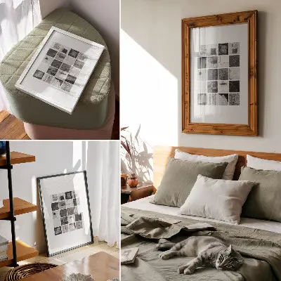 Hållbar väggposter med svartvitt geometriskt mönster i konstnärlig form