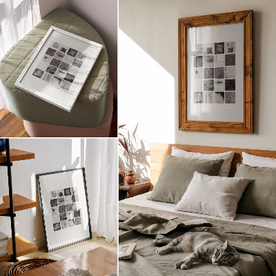 Hållbar väggposter Svartvita geometriska mönster i konstnärlig form