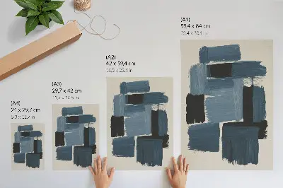 Hållbar väggposter blå penseldrag i modern kontrast