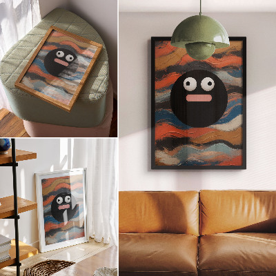 Hållbar väggposter En svart figur på en färgglad bakgrund i dynamisk stil