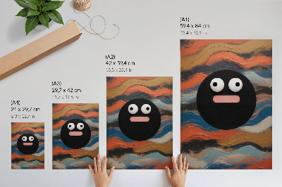 Hållbar väggposter En svart figur på en färgglad bakgrund i dynamisk stil