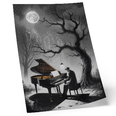 Hållbar väggposter Dämpade färger spöken piano måne