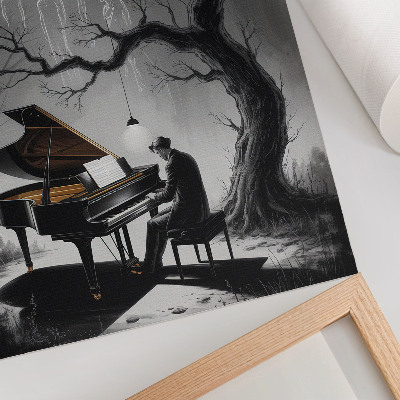 Hållbar väggposter Dämpade färger spöken piano måne