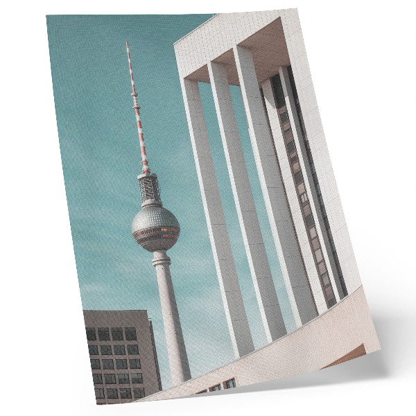 Dekorativ väggaffisch Minimalistiskt torn, moderna byggnader, blå himmel